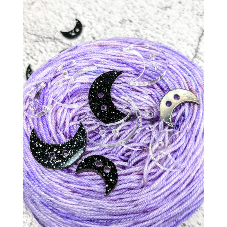 Moon Buttons Black glitter