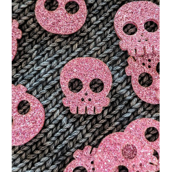 Deadly Skull Buttons 30 mm Pink glitter