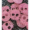 Deadly Skull Buttons 30 mm Pink glitter