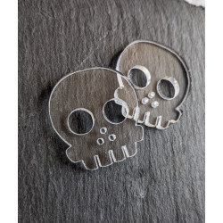 Deadly Skull Buttons 30 mm Clear Blue