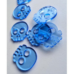 Deadly Skull Buttons 30 mm Clear Blue