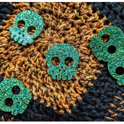 Deadly Skull Buttons 30 mm Grøn glitter