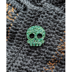 Deadly Skull Buttons 30 mm Grøn glitter