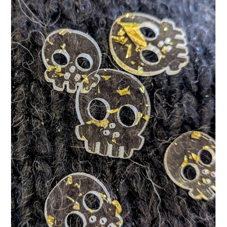 Deadly Skull Buttons 30 mm Clear GOLD
