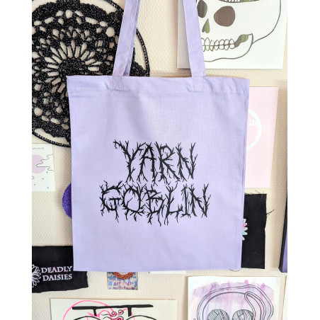 Yarn Goblin purple light tote bag