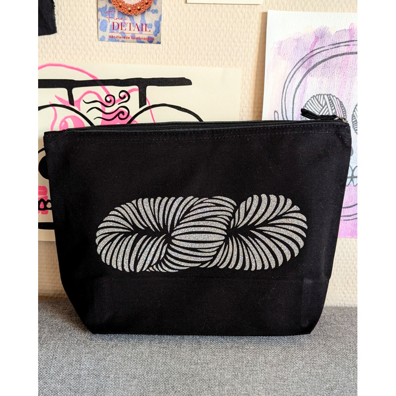 Skein pouch - silver glitter