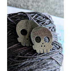 Deadly Skull Buttons 30 mm FINE Black glitter