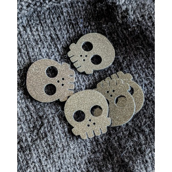 Deadly Skull Buttons 30 mm FINE Black glitter