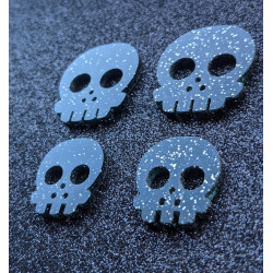 Deadly Skull Buttons 30 mm Black glitter