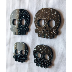 Deadly Skull Buttons 23 mm Black glitter