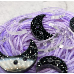 Moon Buttons Black glitter